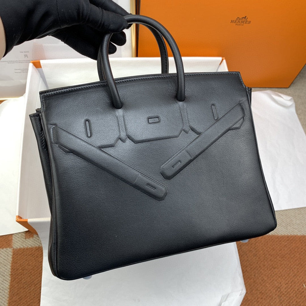 Hermes Etoupe Shadow Birkin 25 Black