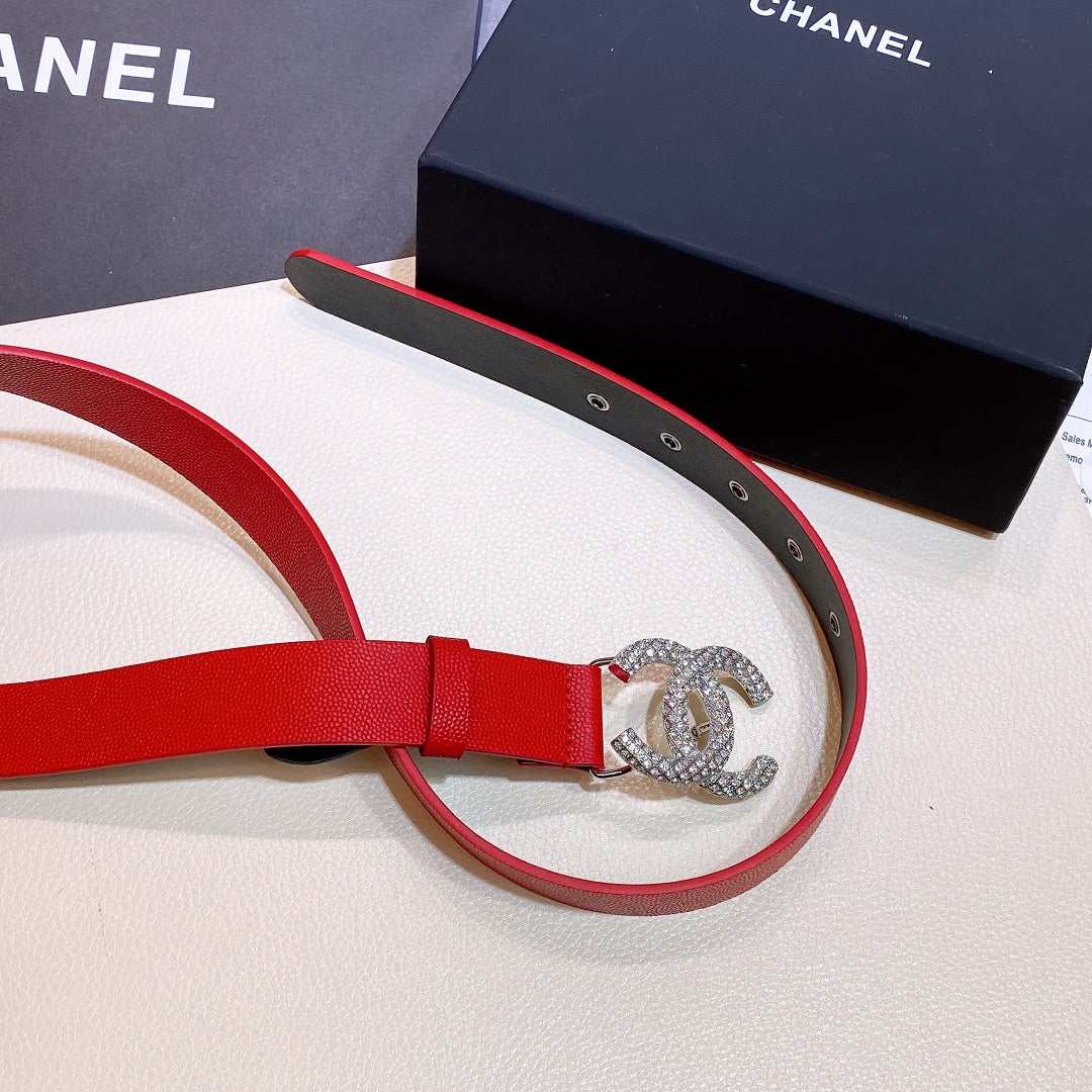 Chanel Belt With Beaded Buckle Red