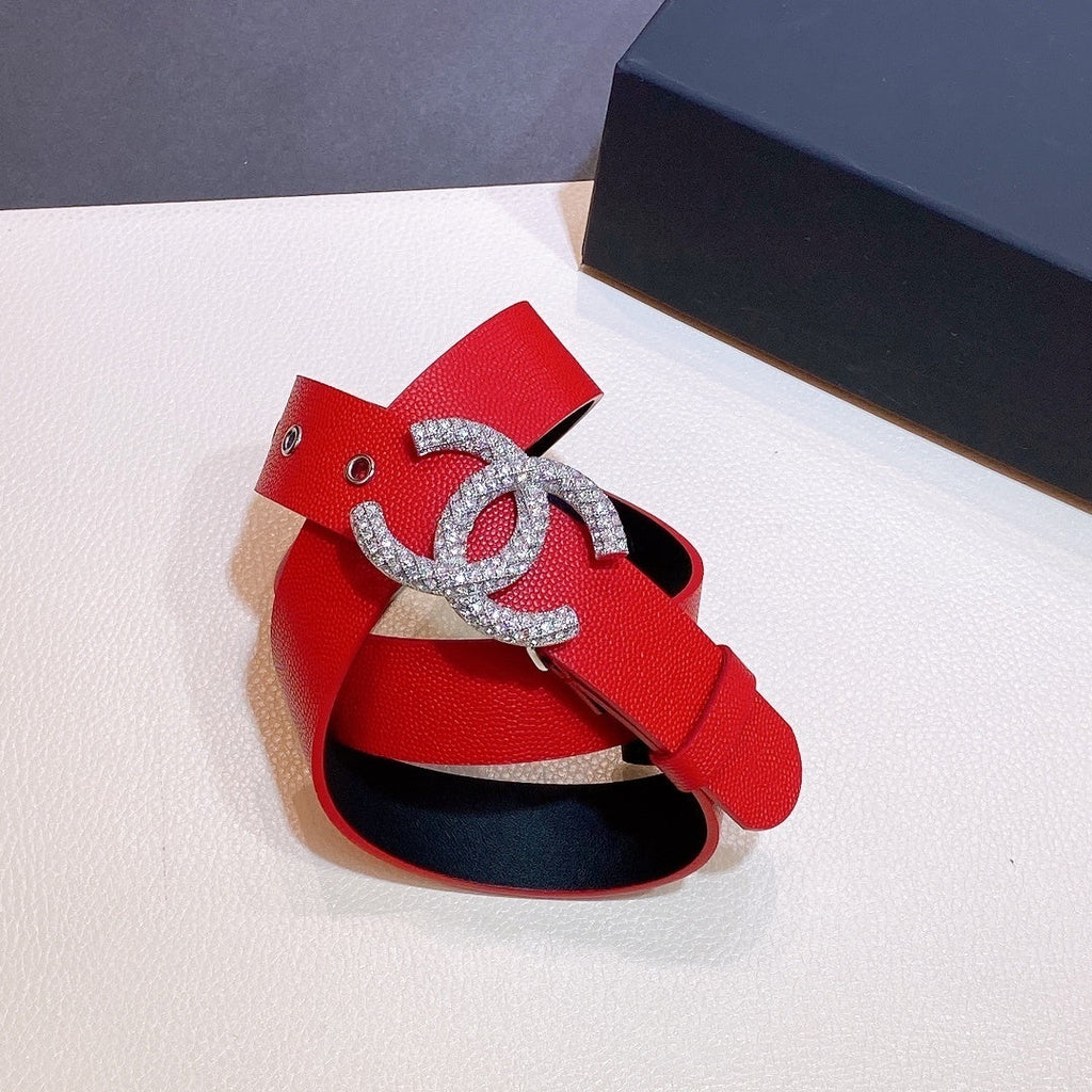 Chanel Belt With Beaded Buckle Red