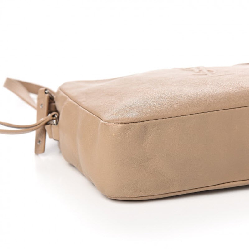 Saint Laurent Monogram Lou Camera Small Dark Beige Lambskin Leather Shoulder Bag
