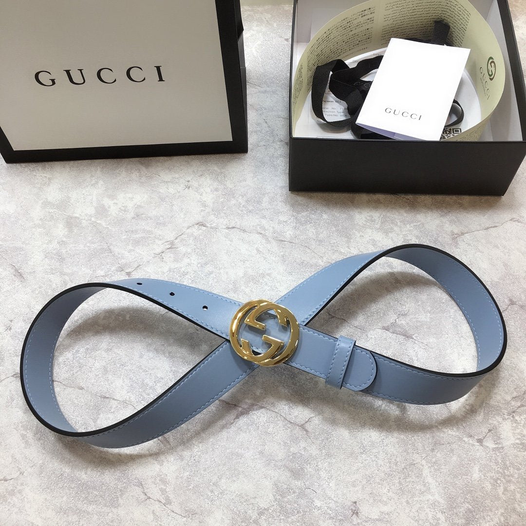 Gucci Belt With Double G Buckle Blue