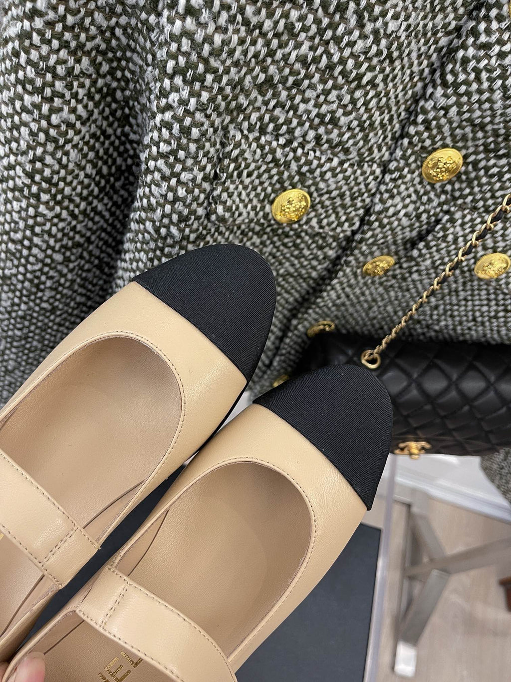Chanel Sling Back 0.8 Inches Beige