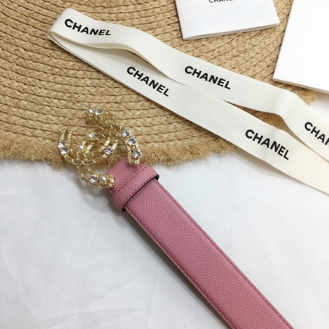 Chanel Belt With Double C Buckle Pink