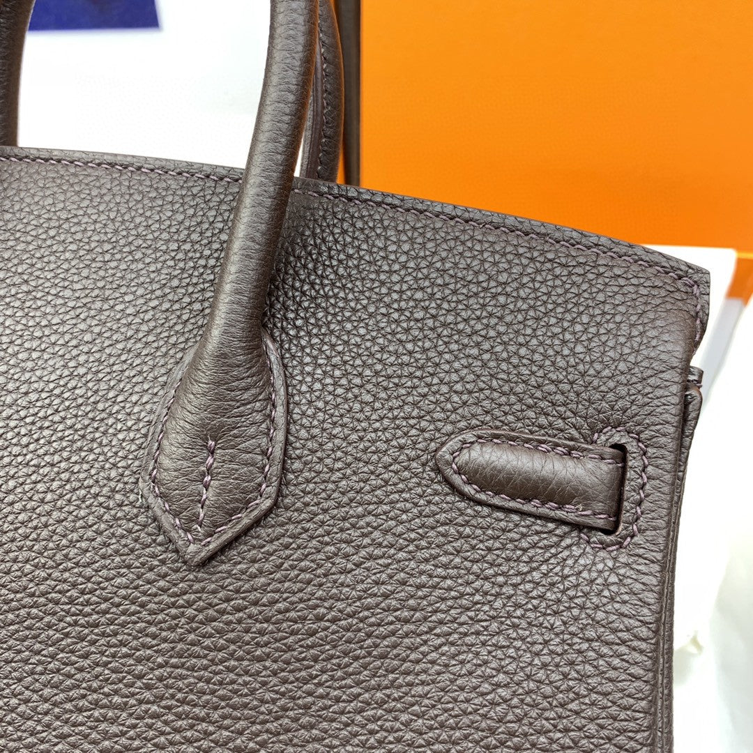 Hermes Birkin 25 Nata Swift Gold Hardware Dark Brown