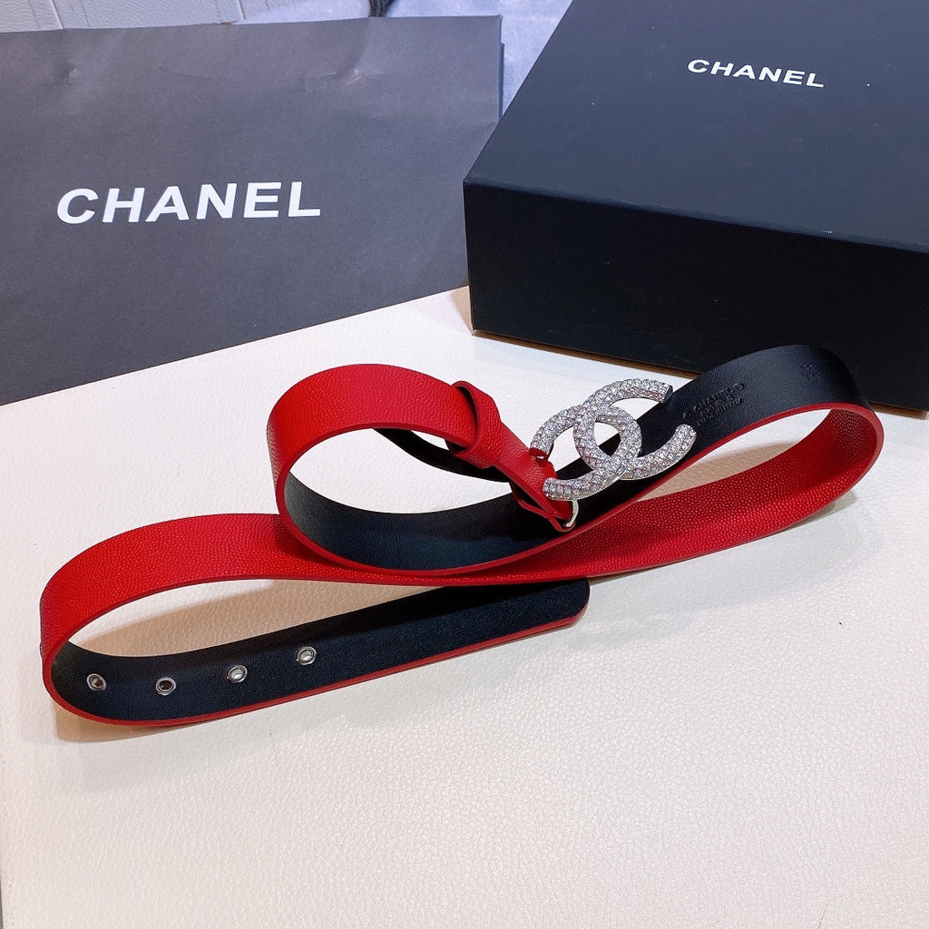 Chanel Belt With Beaded Buckle Red