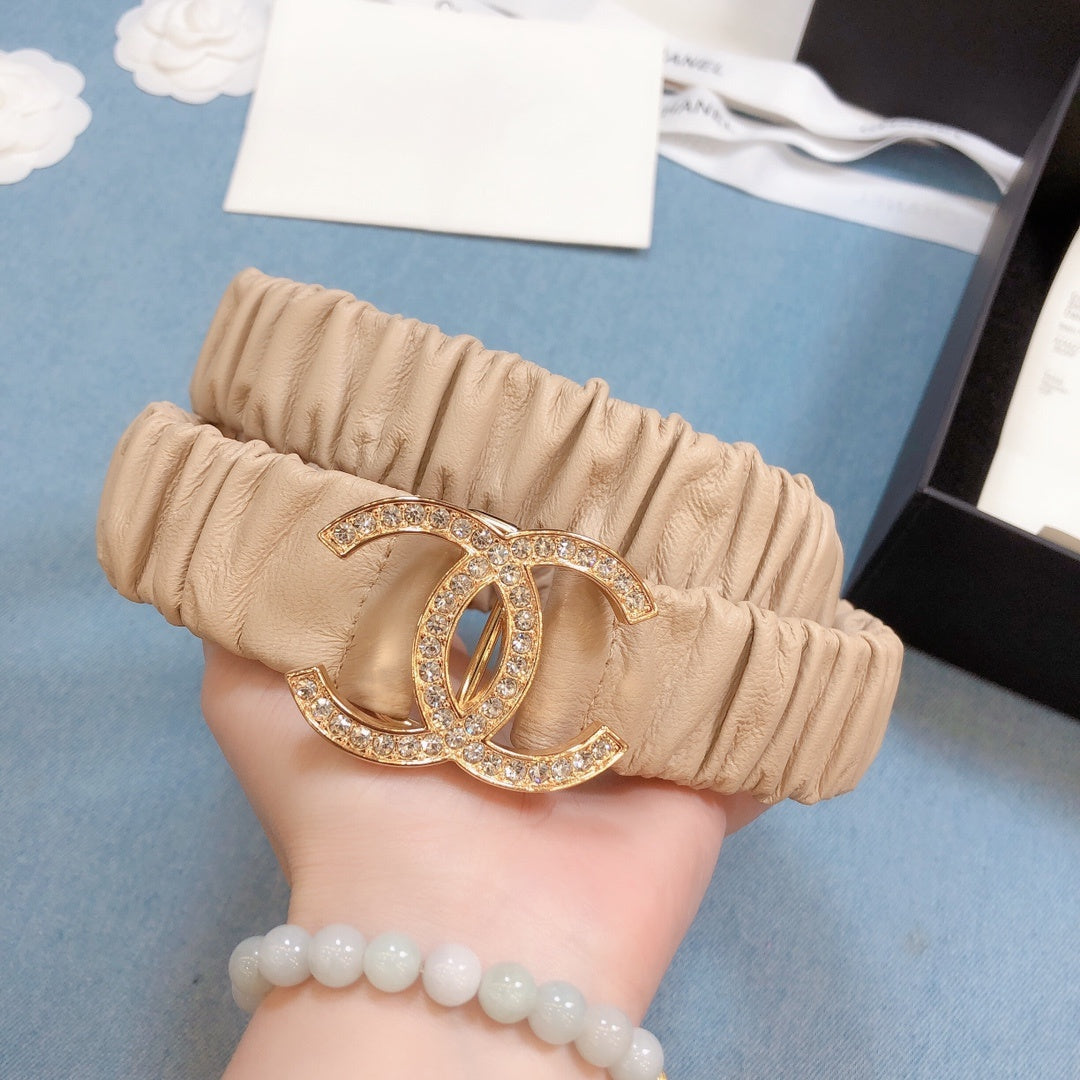 Chanel Belt With Double C Buckle Beige