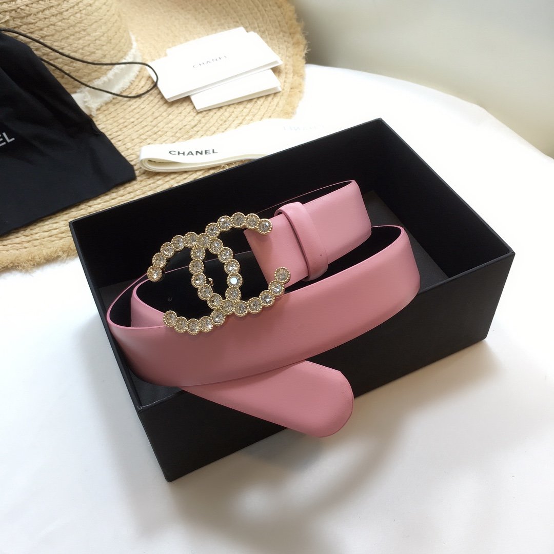 Chanel Belt With Beaded Buckle Pink