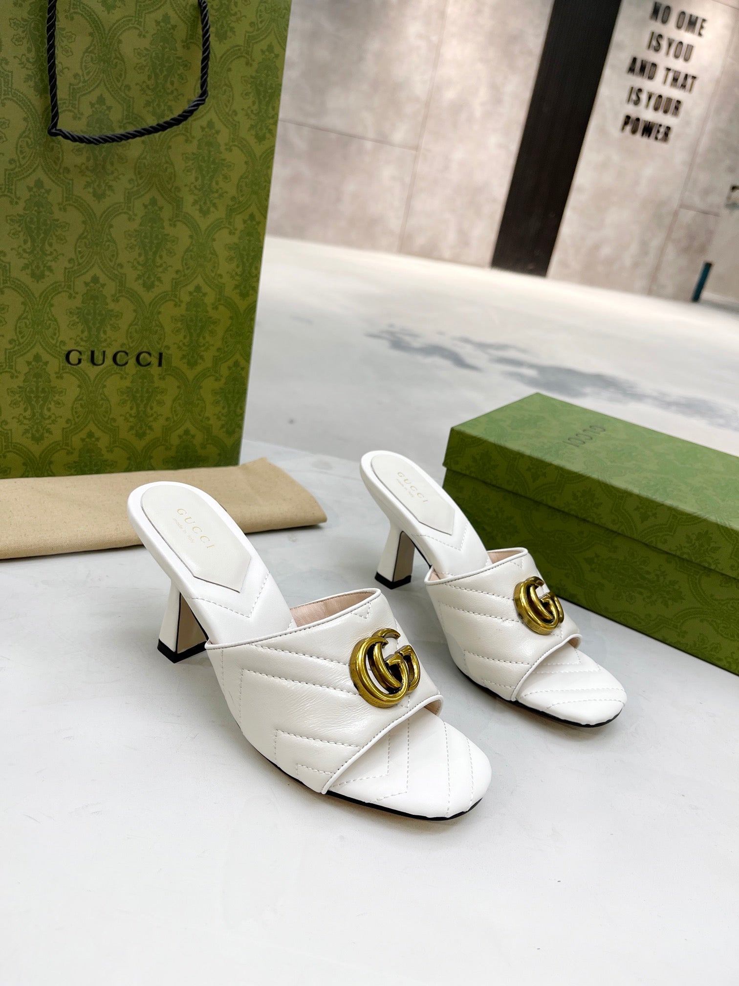 Gucci Double G Slide Sandal White