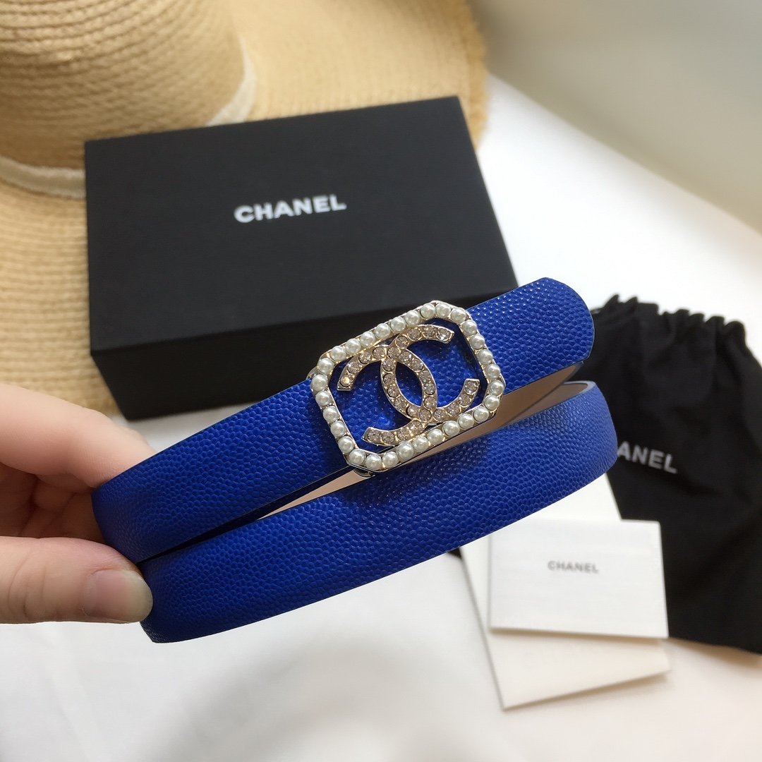 Chanel Belt With Double C Buckle Blue
