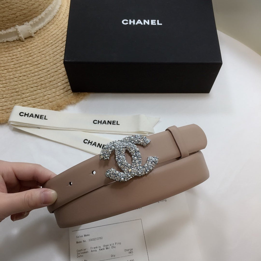 Chanel Belt With Beaded Buckle Pink