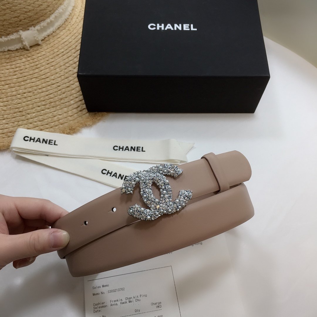 Chanel Belt With Beaded Buckle Pink
