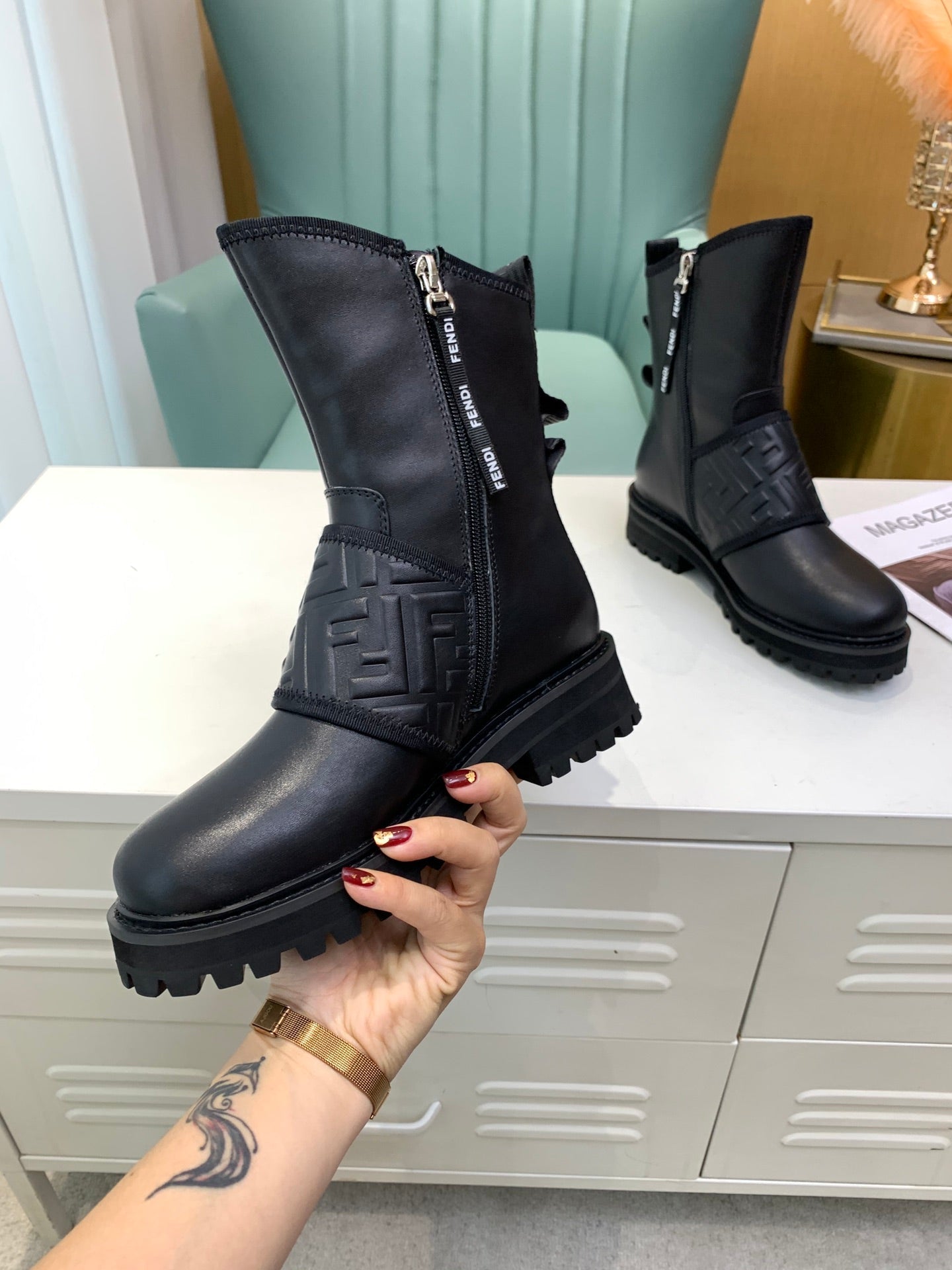 Fendi Signature Boots Black