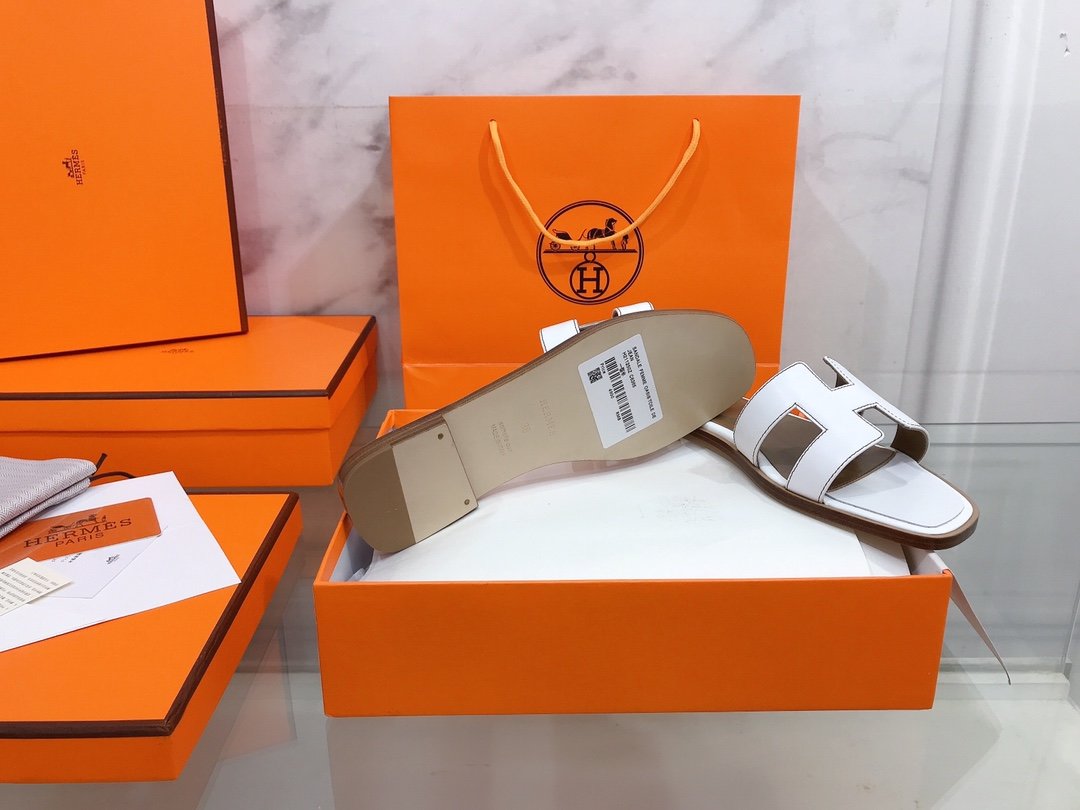 Hermes Oran Sandal White