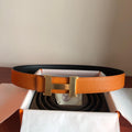 Hermes Mini Constance Guillochee Belt Buckle & Reversible Leather Strap Orange