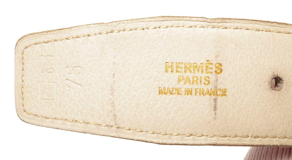 Hermes Red White Leather H Belt