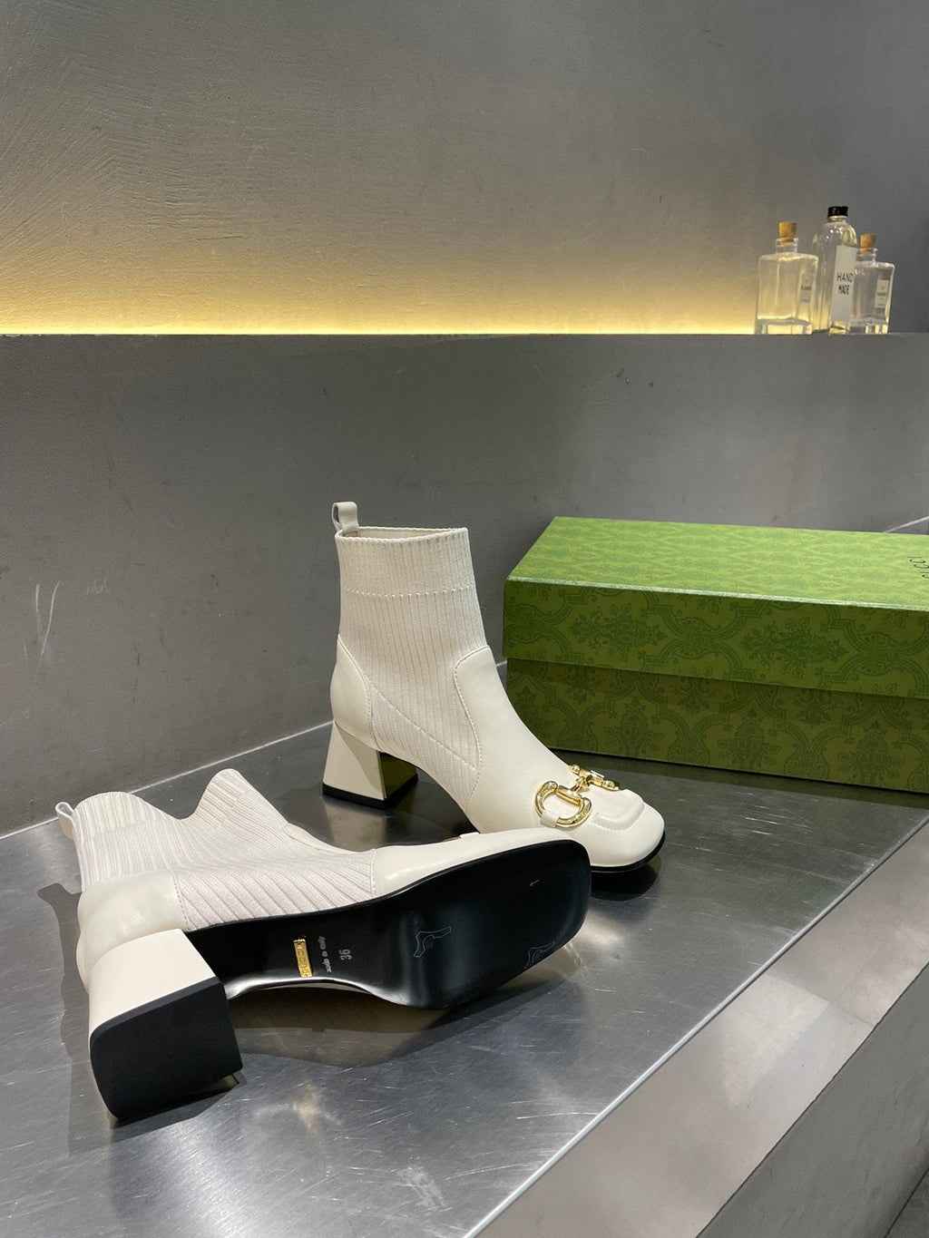 Gucci Ankle Boots With Horsebit White