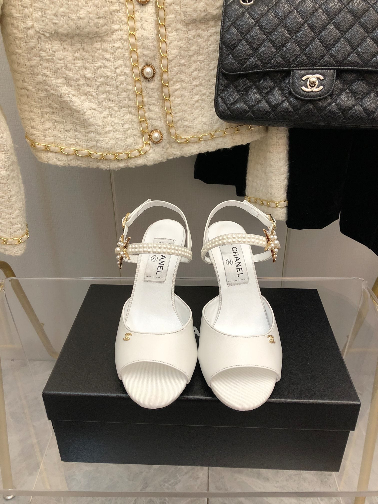 Chanel Open Shoes White