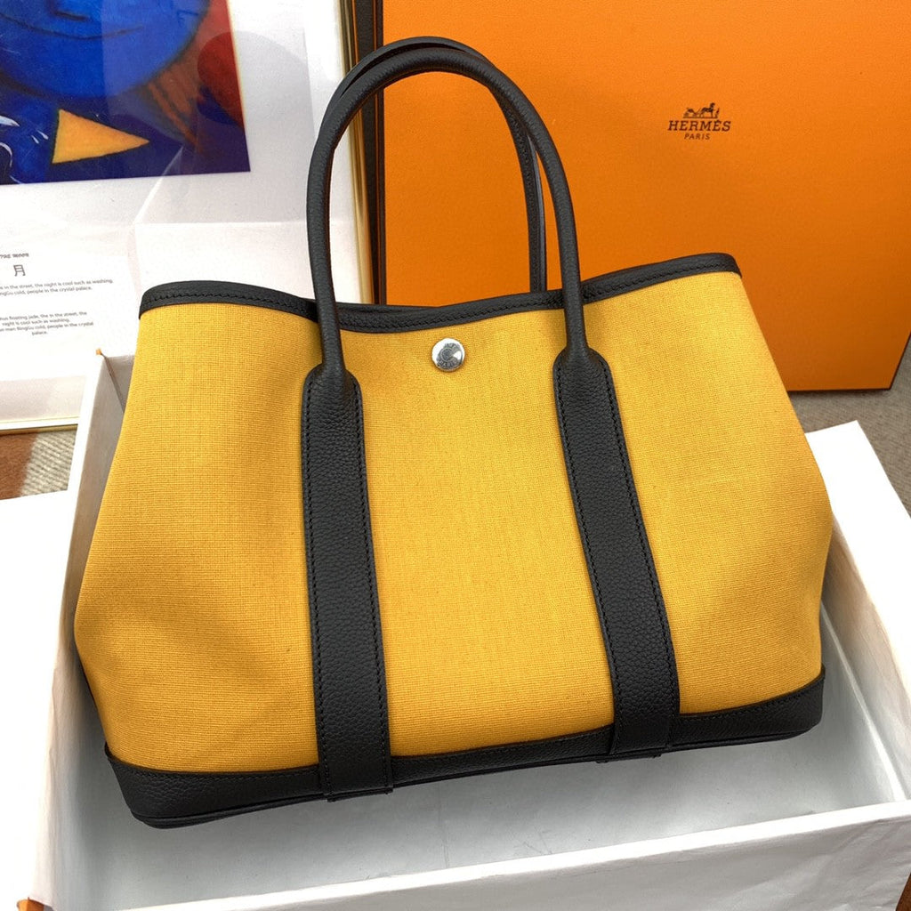 Hermes Canvas Garden Party 36cm Bag Yellow