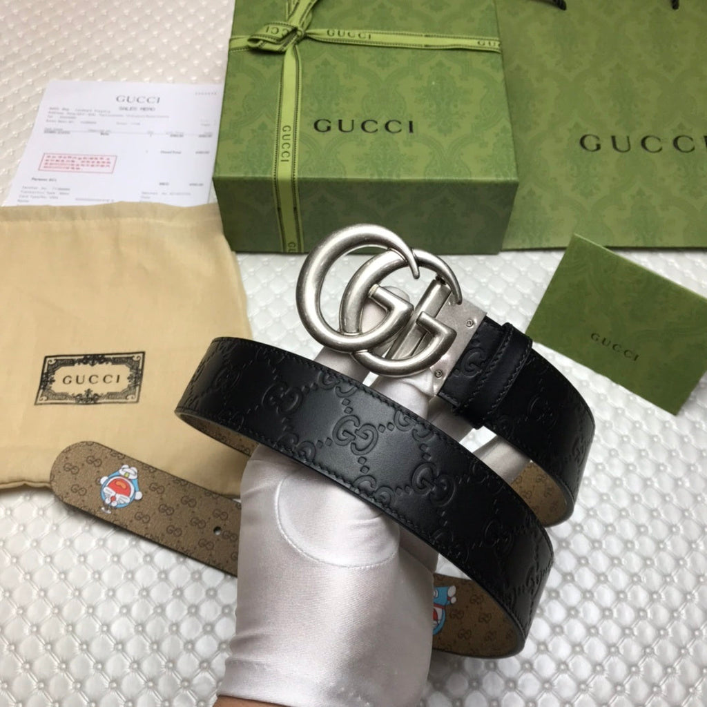 Gucci Belt With Double G Buckle Doreamon Black