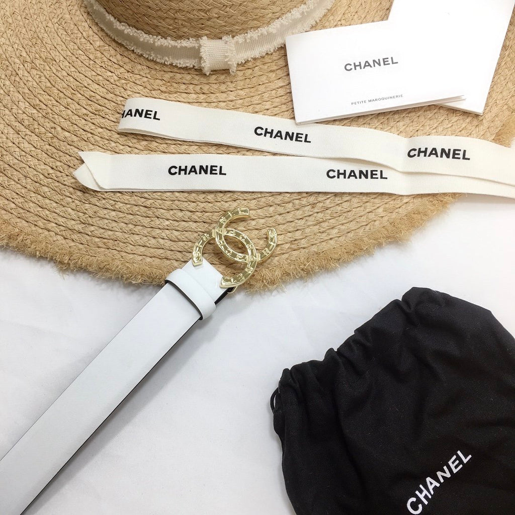 Chanel Belt With Double C Buckle White