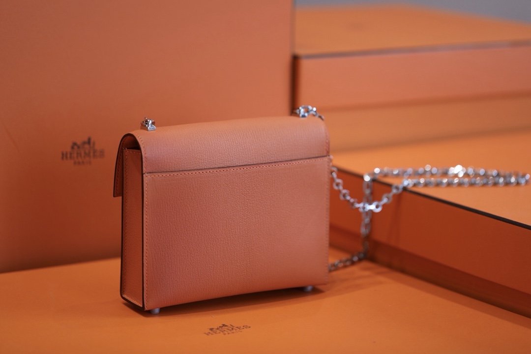 Hermes Verrou Chain Birkin Handle Bag 17cm Orange
