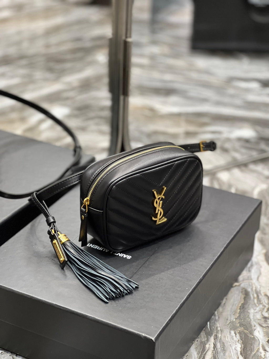 Saint Laurent Lou Belt Bag In Matelasse Gold Hardware 15cm