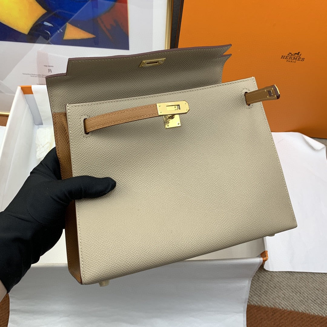 Hermes Kelly 25 Togo Gold Hardware Light Brown