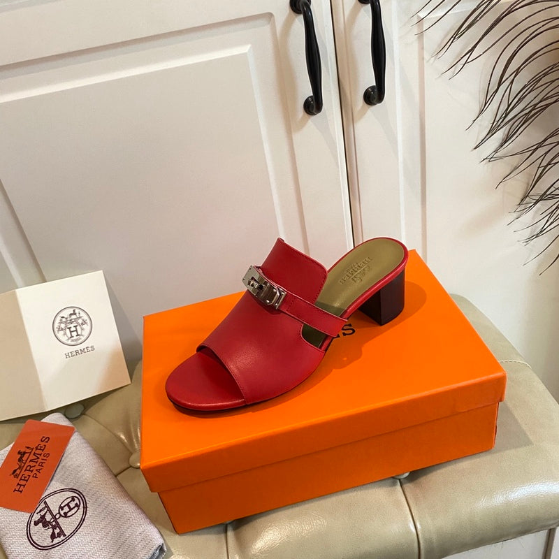 Hermes Blossom Mule Red