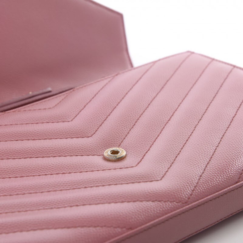 Saint Laurent Grain De Poudre Matelasse Chevron Monogram Woc Blush Fonce Pink Leather Shoulder Bag