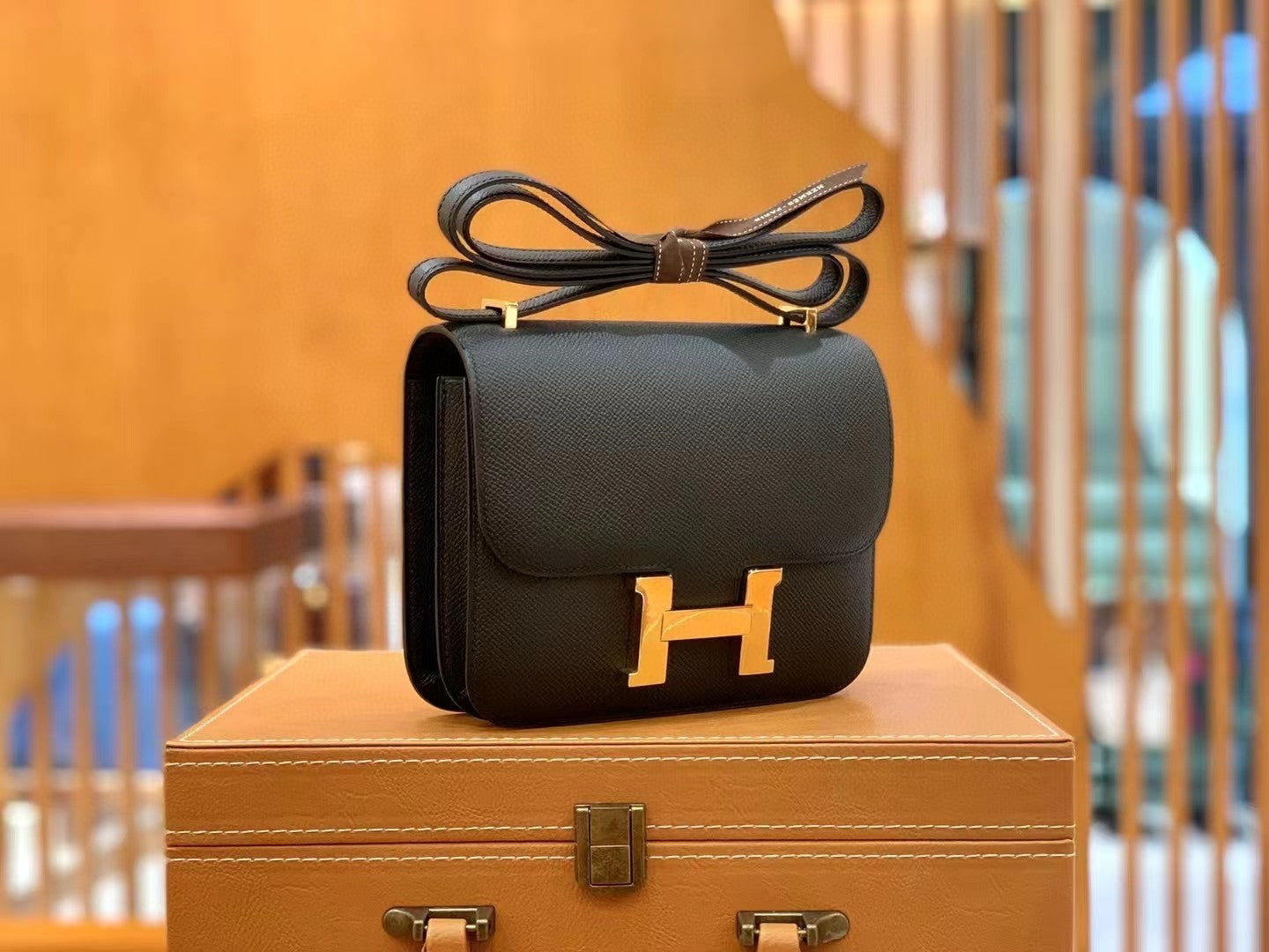 Hermes Constance Shoulder Bag 23cm Black