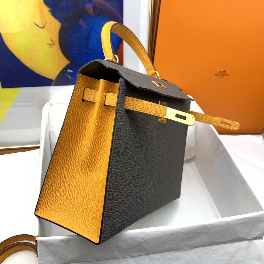 Hermes Kelly 28 Togo Gold Hardware Dark Brown