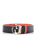 Gucci GG Dollar Calf Leather Nero Black/ Sun Orange Reversible Belt Size 90/36