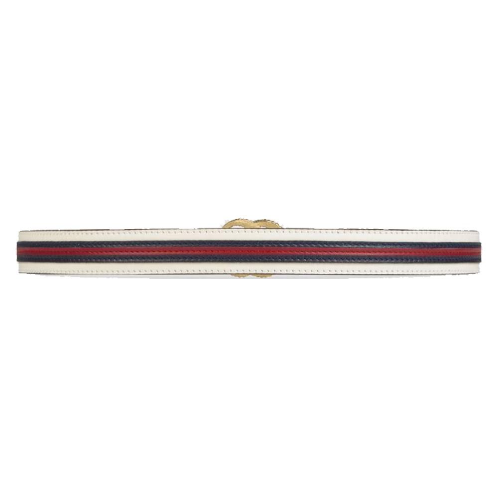 Gucci Marmont GG Logo Thin White Red Web Stripe Leather Belt Size 90 36 550115