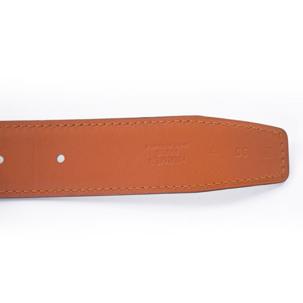 Hermès Orange and White Leather H Belt