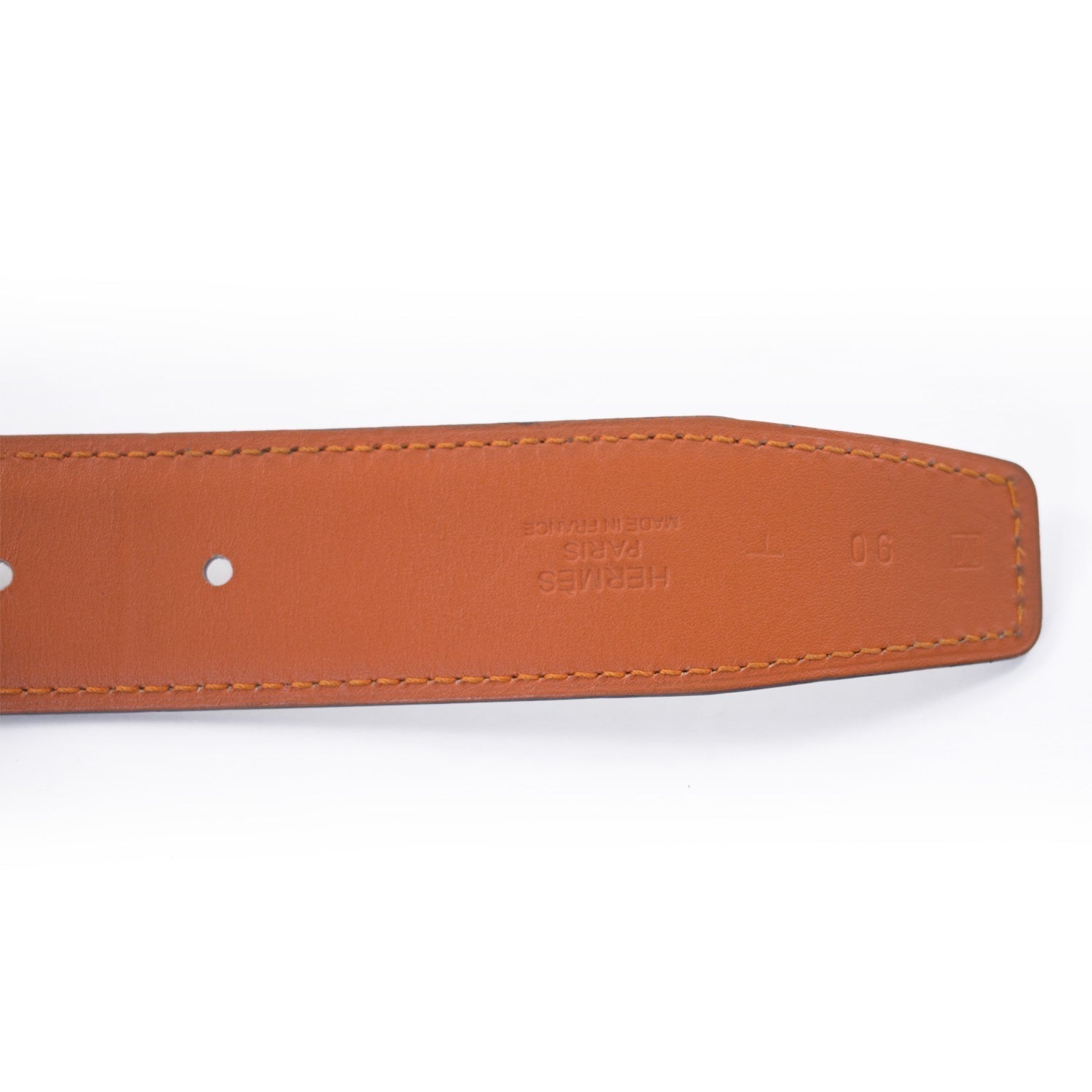 Hermès Orange and White Leather H Belt