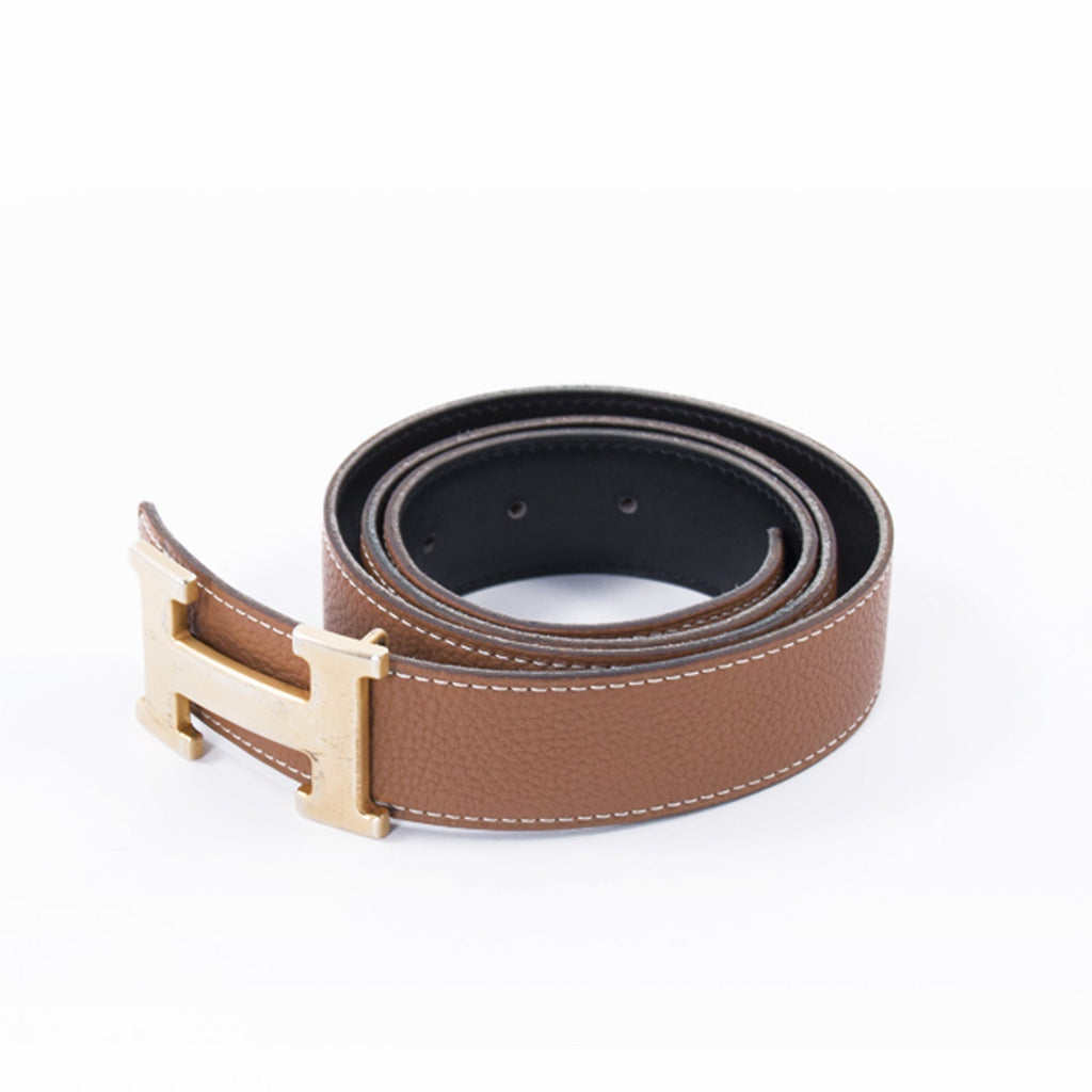 Hermès Tan and Black Reversible H Belt