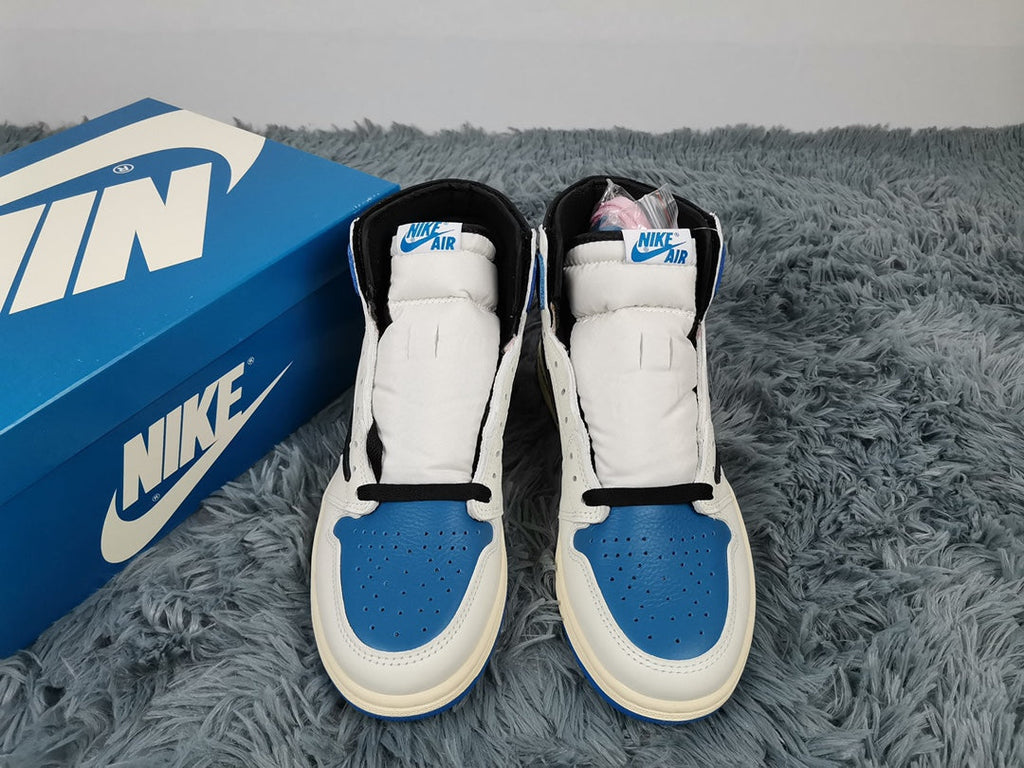 Nike Travis Scott x Fragment x Air Jordan 1 High OG SP Military Blue AJ1 White/Blue Women