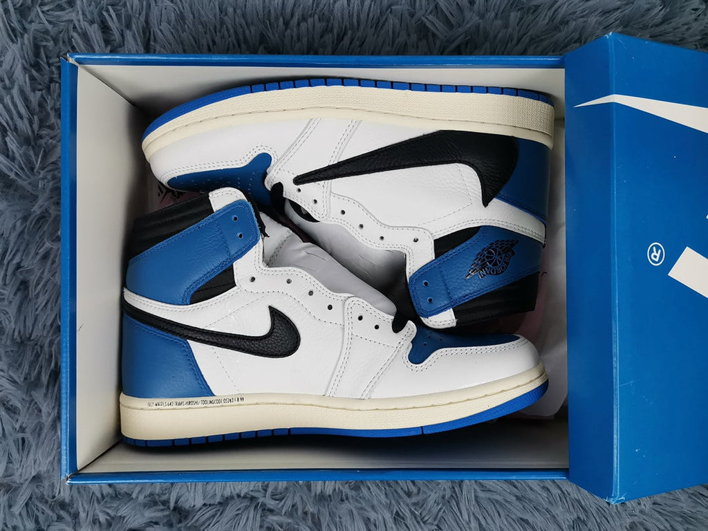 Nike Travis Scott x Fragment x Air Jordan 1 High OG SP Military Blue AJ1 White/Blue Women