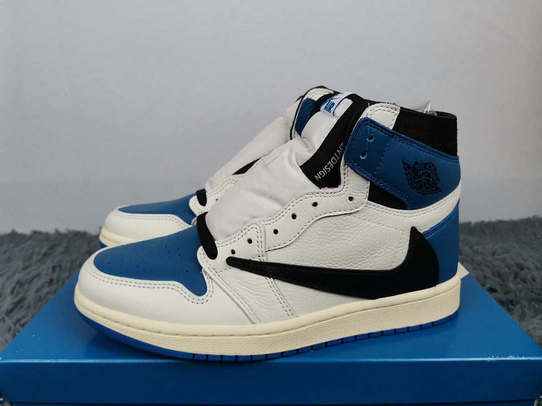 Nike Travis Scott x Fragment x Air Jordan 1 High OG SP Military Blue AJ1 White/Blue Women