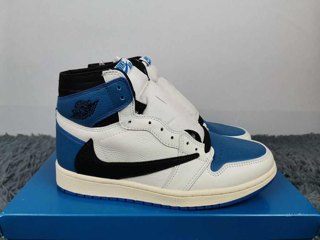 Nike Travis Scott x Fragment x Air Jordan 1 High OG SP Military Blue AJ1 White/Blue Men