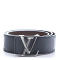 Louis Vuitton Black Calfskin Monogram Eclipse 40mm Lv Initiales Reversible Belt