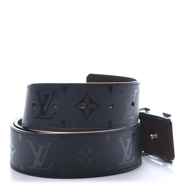 Louis Vuitton Black Calfskin Monogram Eclipse 40mm Lv Initiales Reversible Belt