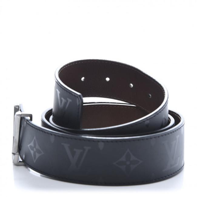 Louis Vuitton Black Calfskin Monogram Eclipse 40mm Lv Initiales Reversible Belt