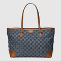 Ophidia GG medium tote Dark blue and ivory