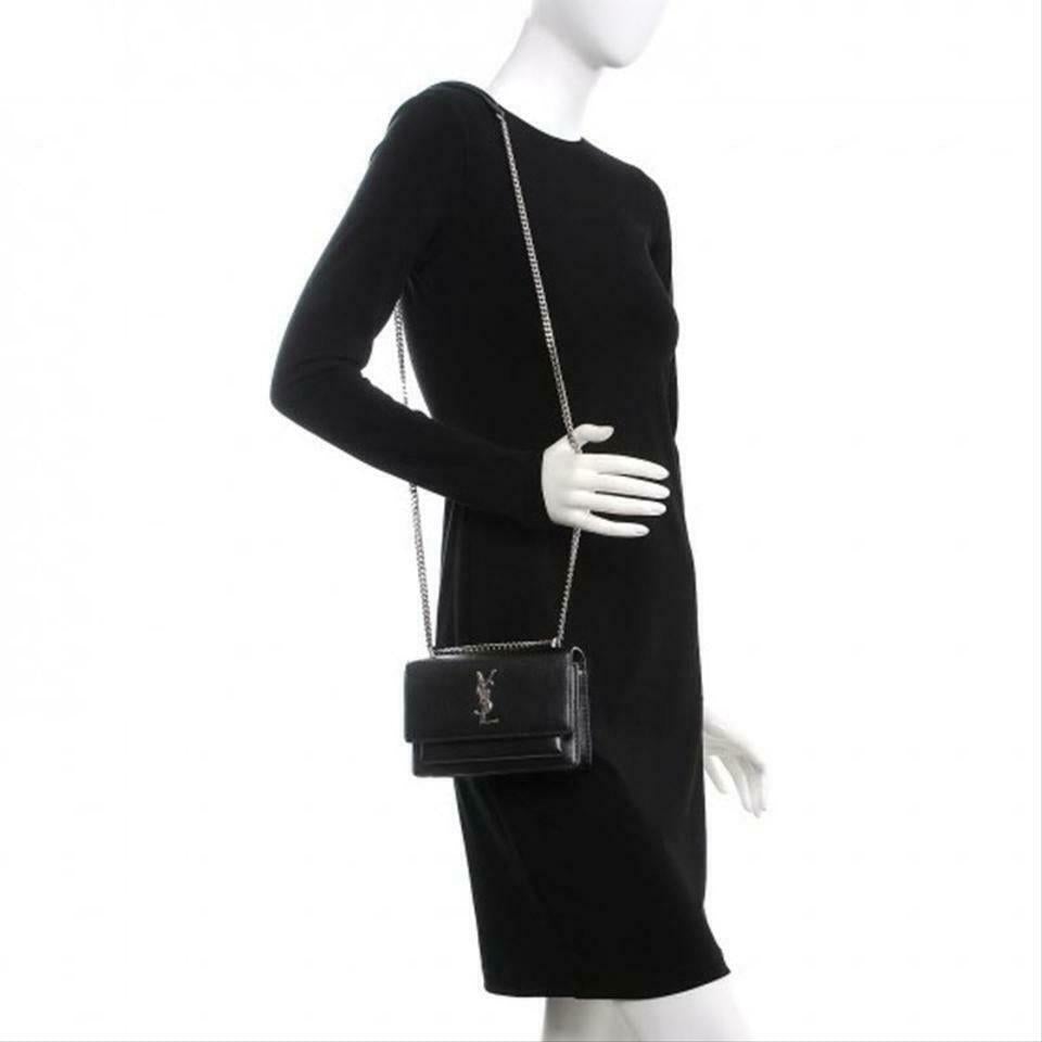 Saint Laurent Monogram Sunset Chain Wallet Calfskin Black Leather Shoulder Bag
