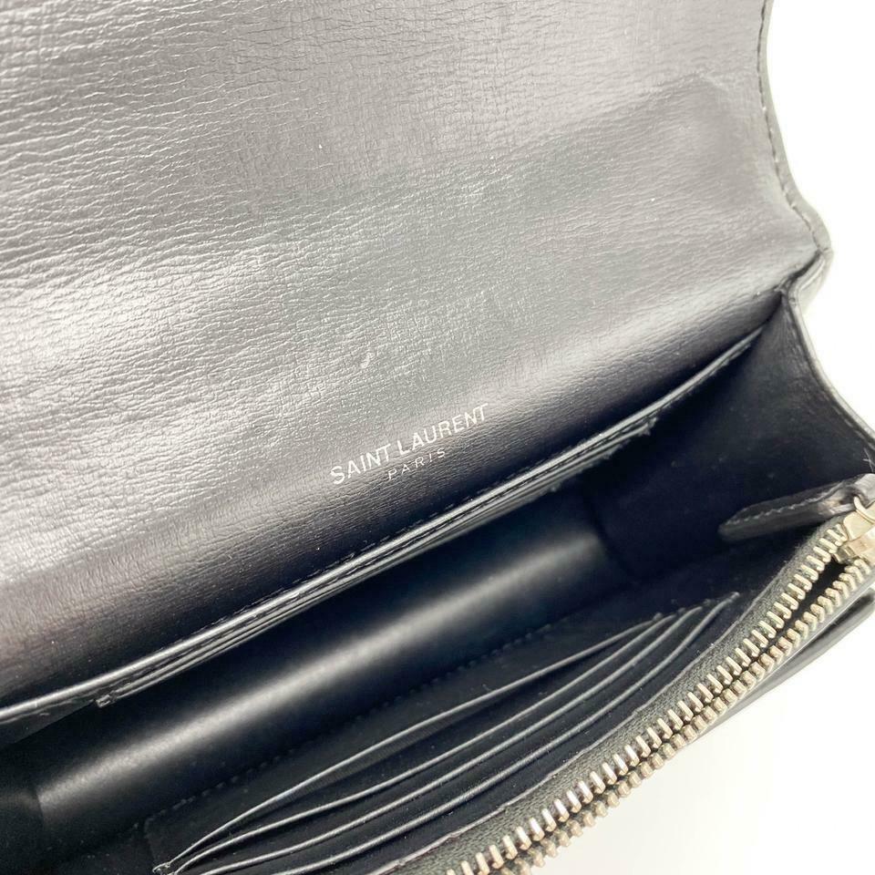 Saint Laurent Monogram Sunset Chain Wallet Calfskin Black Leather Shoulder Bag