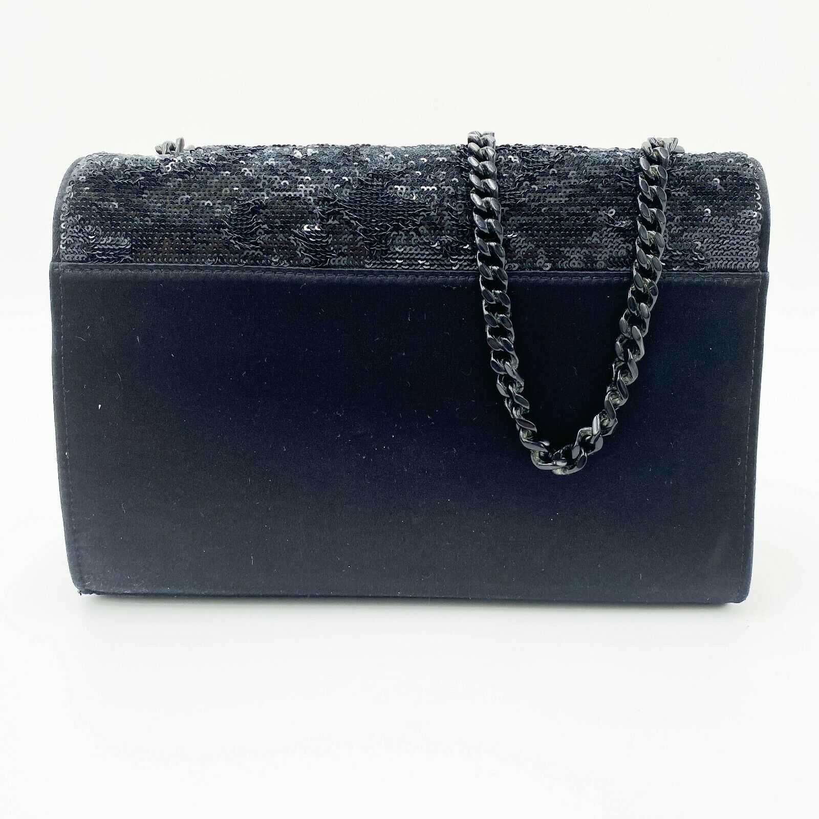 Saint Laurent Monogram Kate Crossbody Sequin Flip Black Satin Shoulder Bag