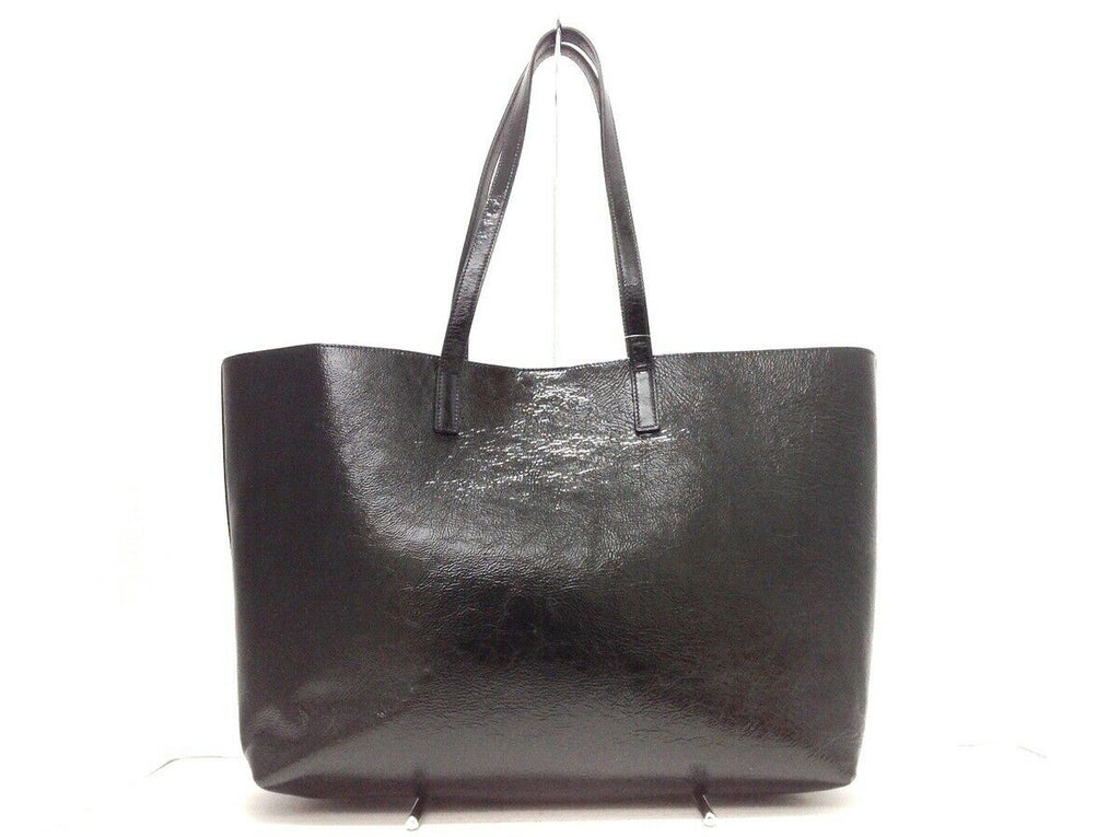 Saint Laurent Bag Shopping Calfskin Large Black Patent Leather Tote