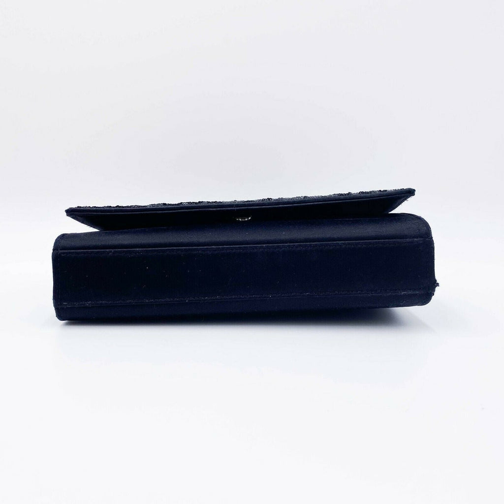 Saint Laurent Monogram Kate Crossbody Sequin Flip Black Satin Shoulder Bag