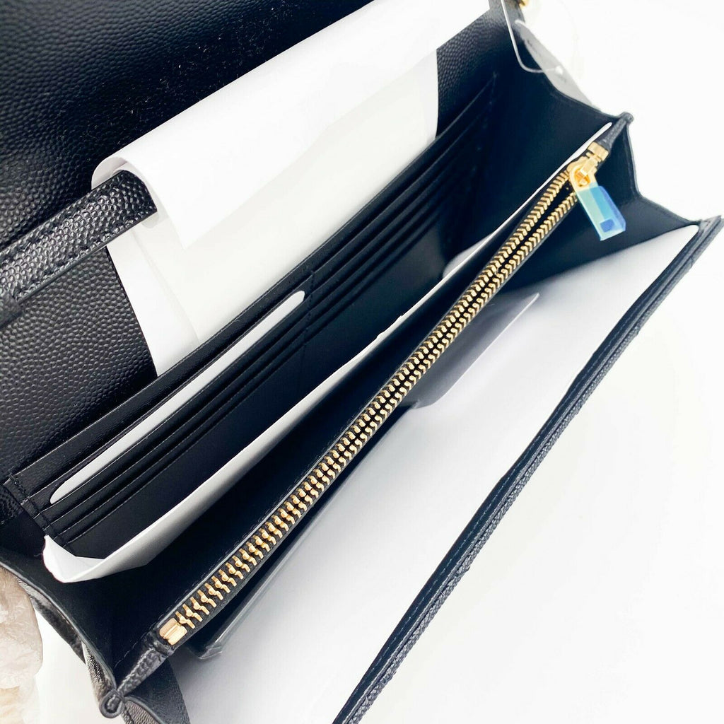 Saint Laurent Chain Wallet Medium Woc Monogram Black Leather Crossbody GHW